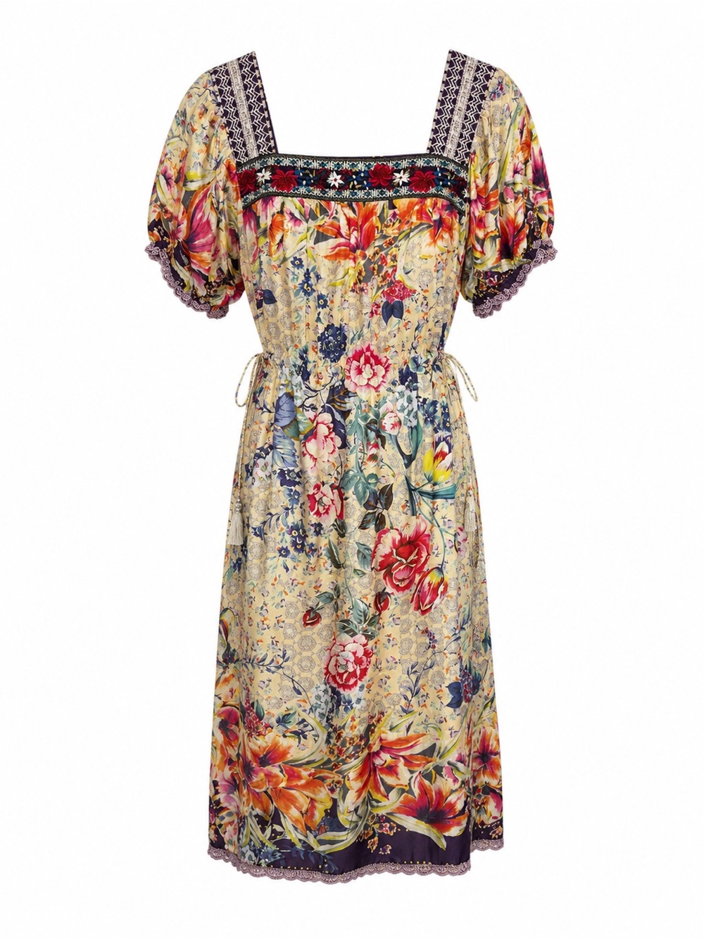 Johnny Was Topiary Rumi Silk Floral‎ Midi Dress Small
